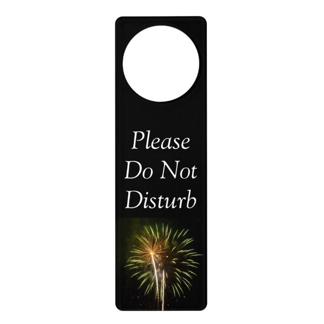 Green and Gold Fireworks Holiday Celebration Door Hanger (Front)