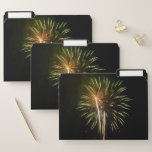 Green and Gold Fireworks Holiday Celebration File Folder