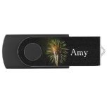 Green and Gold Fireworks Holiday Celebration Flash Drive