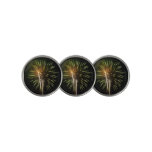 Green and Gold Fireworks Holiday Celebration Golf Ball Marker
