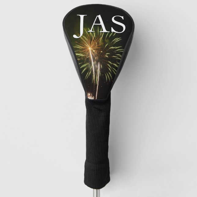 Green and Gold Fireworks Holiday Celebration Golf Head Cover (Front)