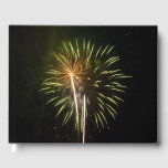 Green and Gold Fireworks Holiday Celebration Guest Book