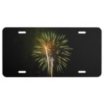 Green and Gold Fireworks Holiday Celebration License Plate
