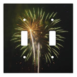 Green and Gold Fireworks Holiday Celebration Light Switch Cover