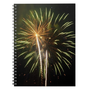 Green and Gold Fireworks Holiday Celebration Notebook