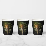 Green and Gold Fireworks Holiday Celebration Paper Cups