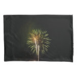 Green and Gold Fireworks Holiday Celebration Pillow Case