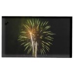 Green and Gold Fireworks Holiday Celebration Place Card Holder