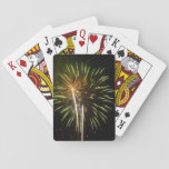 Green and Gold Fireworks Holiday Celebration Playing Cards