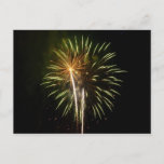 Green and Gold Fireworks Holiday Celebration Postcard