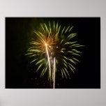 Green and Gold Fireworks Holiday Celebration Poster