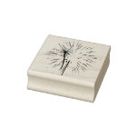 Green and Gold Fireworks Holiday Celebration Rubber Stamp
