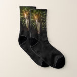 Green and Gold Fireworks Holiday Celebration Socks