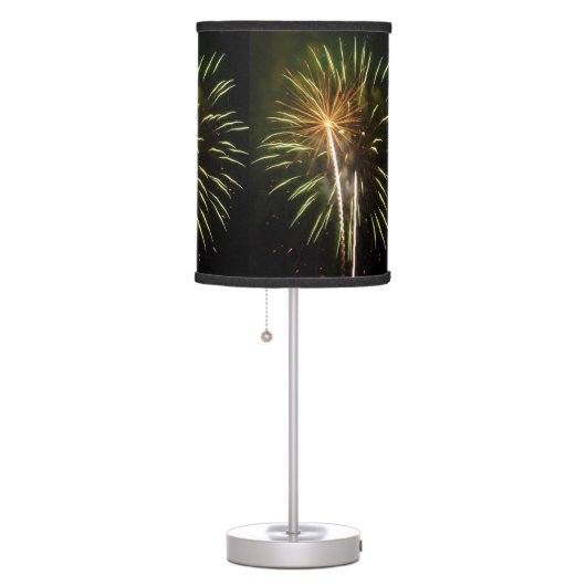 Green and Gold Fireworks Holiday Celebration Table Lamp (Right)