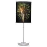 Green and Gold Fireworks Holiday Celebration Table Lamp