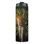 Green and Gold Fireworks Holiday Celebration Thermal Tumbler