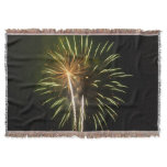 Green and Gold Fireworks Holiday Celebration Throw Blanket