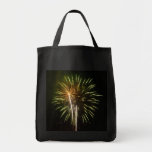 Green and Gold Fireworks Holiday Celebration Tote Bag