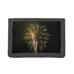 Green and Gold Fireworks Holiday Celebration Trifold Wallet