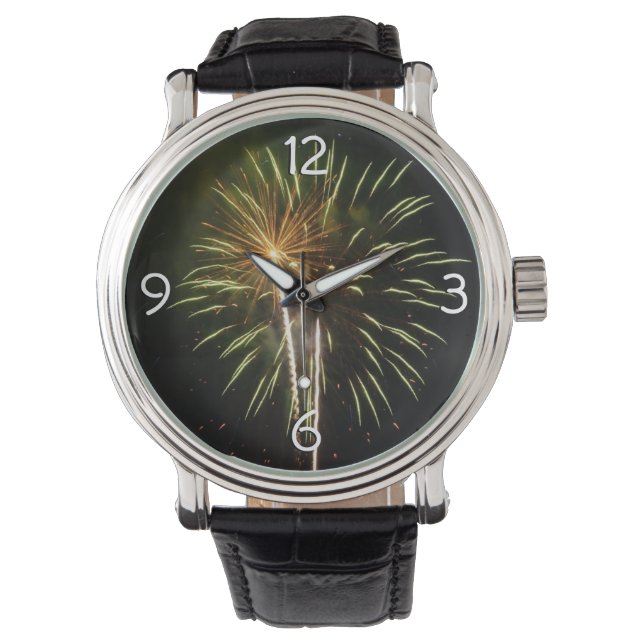 Green and Gold Fireworks Holiday Celebration Watch (Front)