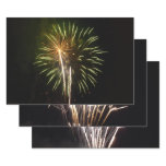 Green and Gold Fireworks Holiday Celebration Wrapping Paper Sheets