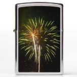 Green and Gold Fireworks Holiday Celebration Zippo Lighter