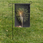 Green and Gold Fireworks Patriotic Celebration Garden Flag
