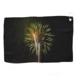 Green and Gold Fireworks Patriotic Celebration Golf Towel