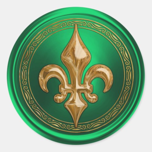 Green and Gold Fleur de Lis Envelope Seal