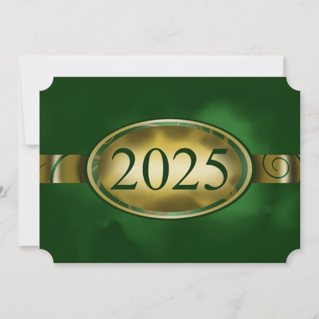 Green and Gold Floral Button 2025 Card (Front)
