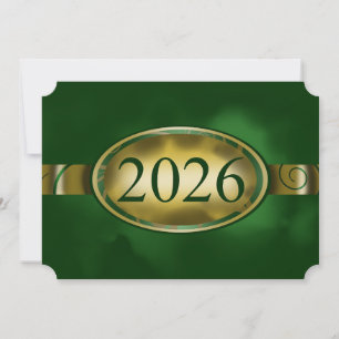 Green and Gold Floral Button 2026 Card