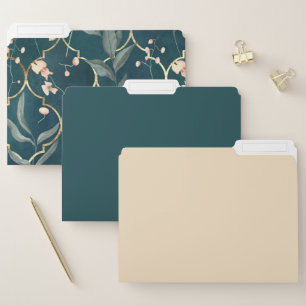 Green and Gold Floral File Folder