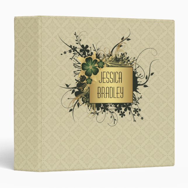 Green and Gold Floral Spray Binder (Front/Spine)