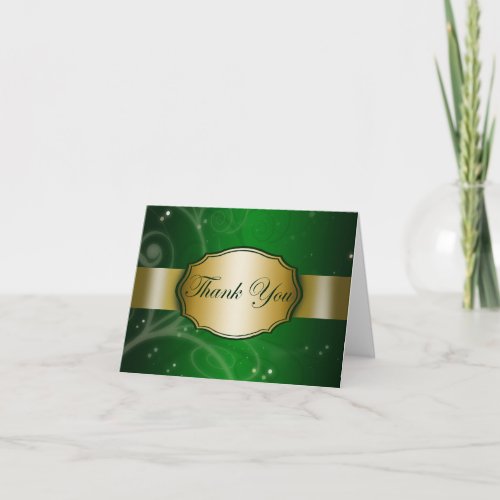 Green and Gold Floral Thank You Card