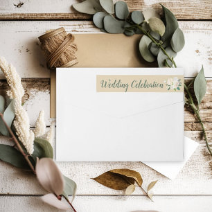 Green and Gold Floral Wedding Celebration Wrap Around Label