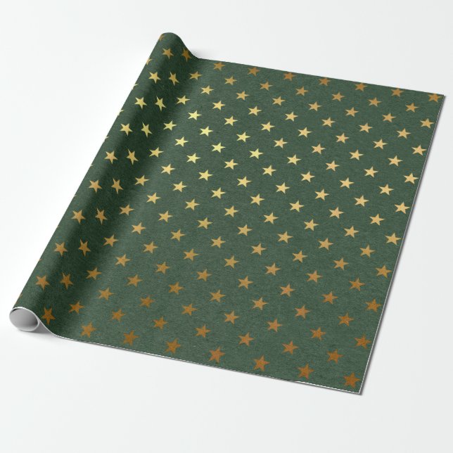 Green and Gold foil Christmas Wrapping Paper (Unrolled)