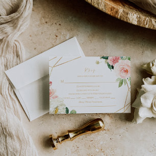 Green and Gold Geometric Elegant Rsvp Menu Choice