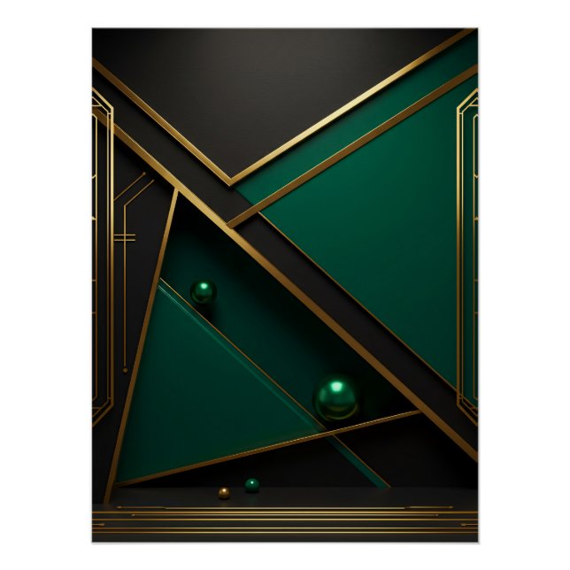 Green and Gold Geometry Poster (Front)