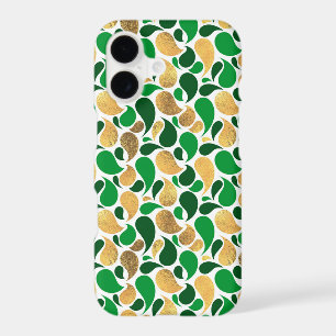 Green and Gold Glitter Festive Pattern Fusion iPhone 17 Case