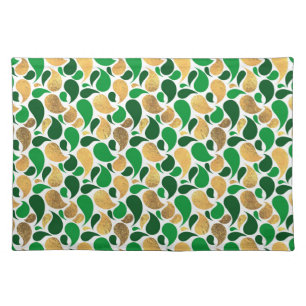 Green and Gold Glitter Festive Pattern Fusion Cloth Placemat