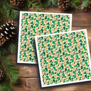 Green and Gold Glitter Festive Pattern Fusion Napkins