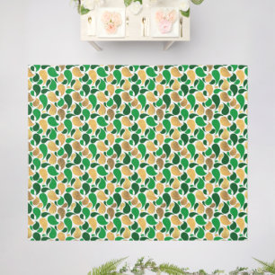 Green and Gold Glitter Festive Pattern Fusion Outdoor Rug