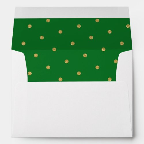 Green And Gold Glitter Polka Dot Pattern Envelope