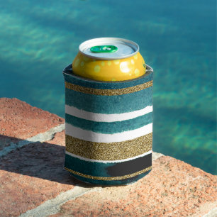 Green and gold glitter stripes Cooler