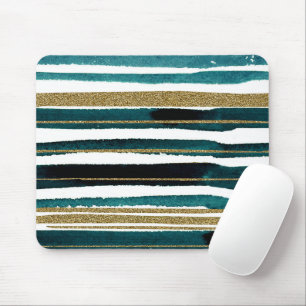 Green and gold glitter stripes mouse pad