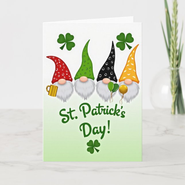 Green And Gold Gnome Luck Card (Front)