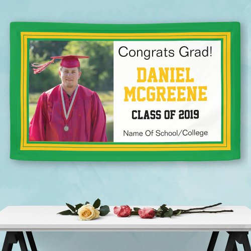 Green and Gold Grad One Photo Banner