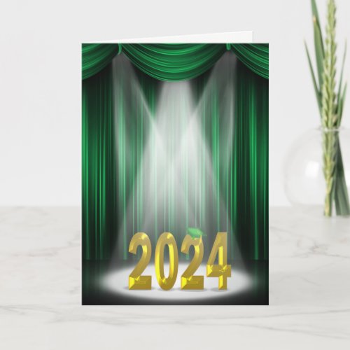 Green and Gold Graduation 2024 School Colors  Card