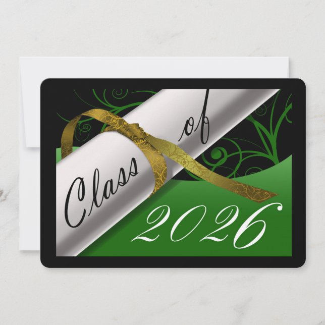 Green and Gold Graduation Announcement (Front)