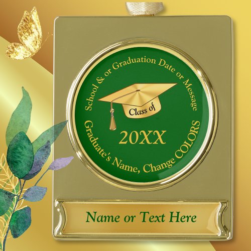 Green and Gold Graduation Christmas Ornaments
